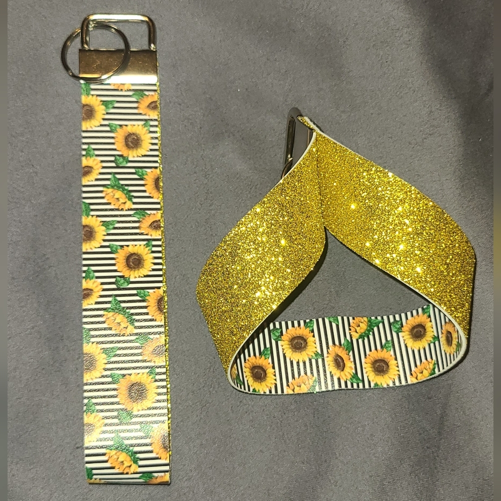 Sunflower keychain wristlet
